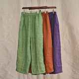 100% Linen Women Summer Pure Color Straight Pants
