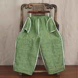 100% Linen Women Summer Pure Color Straight Pants
