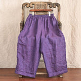 100% Linen Women Summer Pure Color Straight Pants