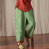 100% Linen Women Summer Pure Color Straight Pants