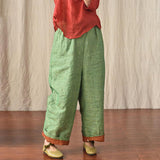 100% Linen Women Summer Pure Color Straight Pants