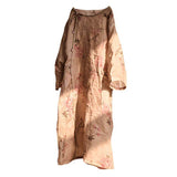 100% Ramie Women Casual Floral Lace-up Retro Dress