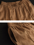 Women Casual Solid Spliced Linen Loose Harem Pants