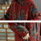 Plus Size Women Vintage Floral Autumn Warm Hooded Shirt