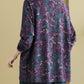 Women Vintage Cotton Flower O-Neck Sweatshirt