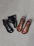 Women Autumn Casual Soft Leather Chunky Heel Ankle Boots