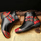 Women Retro Winter Leather Spliced Ankle Boots
