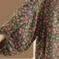 Women Vintage Floral Lantern Sleeve Cotton Shirt