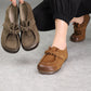 Women Genuine Leather Elastic Spliced Flat Shoes