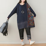 Personalized Patchwork Print Mid-Length Plus Size Dress