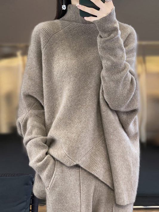 Women Winter Casual Warm Solid Turtleneck Sweater