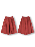 Women Summer Solid Pleat Pocket Loose Wide-leg Pants