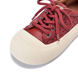 Women Spring Casual Solid Leather Drawstring Sport Shoes
