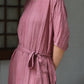 Robe Ramie ample avec poches et cordon de serrage pour femmes, Vintage, couleur unie