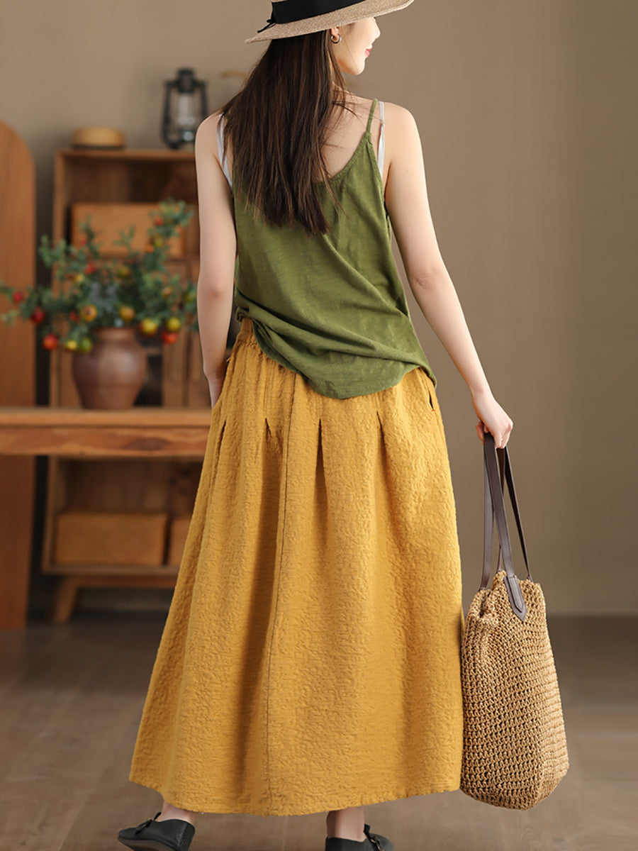 Women Spring Solid Artsy Commute Loose Skirt