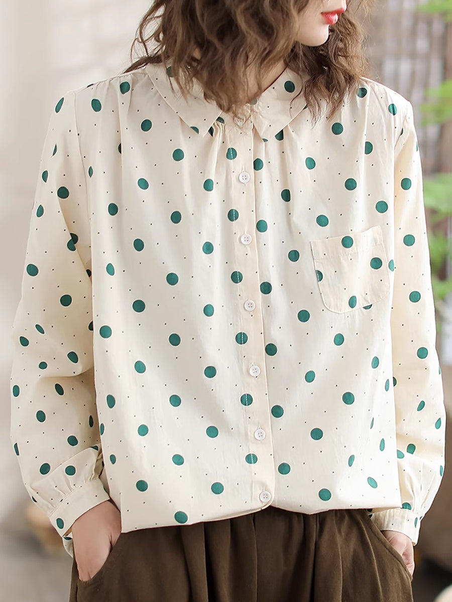 Women Spring Artsy Dot Long Sleeve Shirt