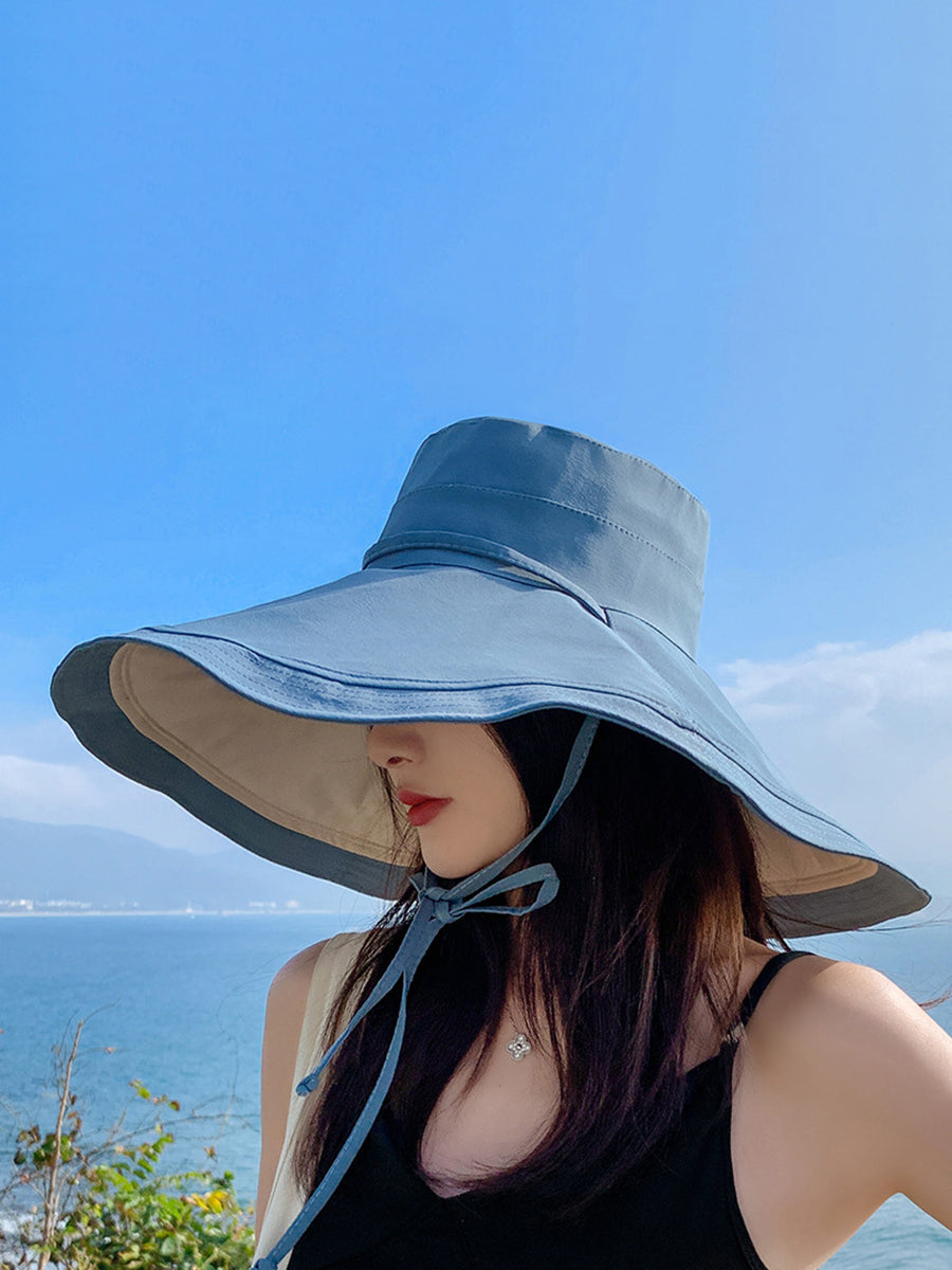 Chapeau anti-soleil de voyage décontracté avec cordon de serrage pour femmes