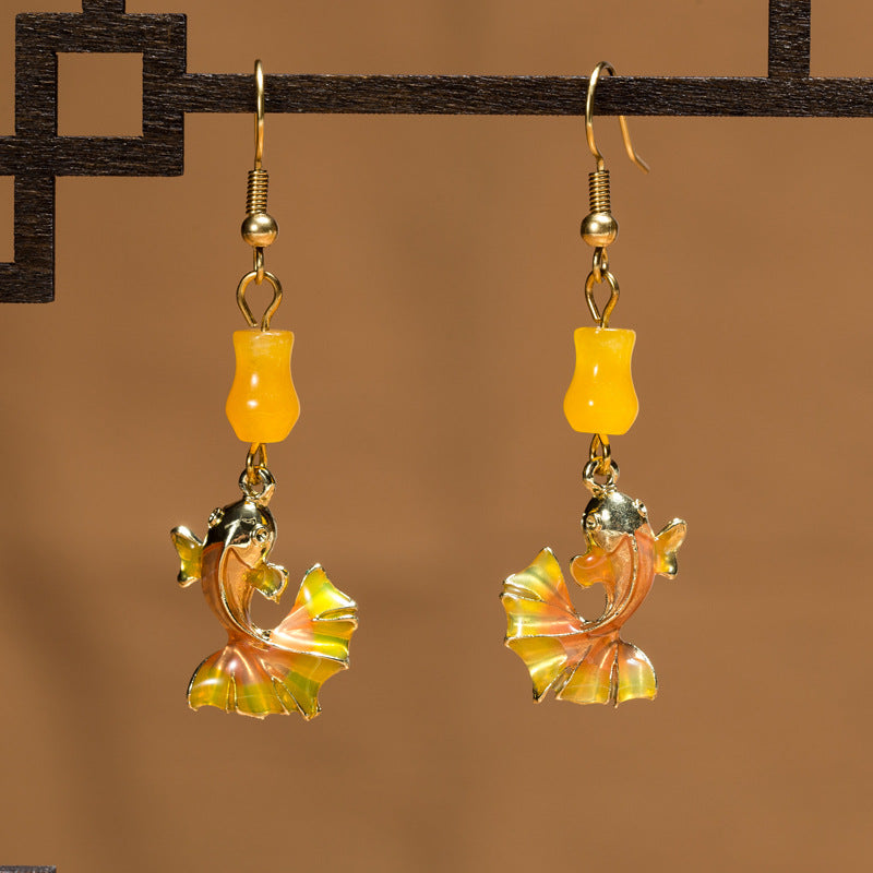 Ethnic Style Lucky Koi Dragonfly Earrings