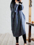 Women Artsy Woolen Solid Warm Loose Dress