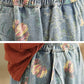 Women Artsy Flower Loose Summer Denim Skirt