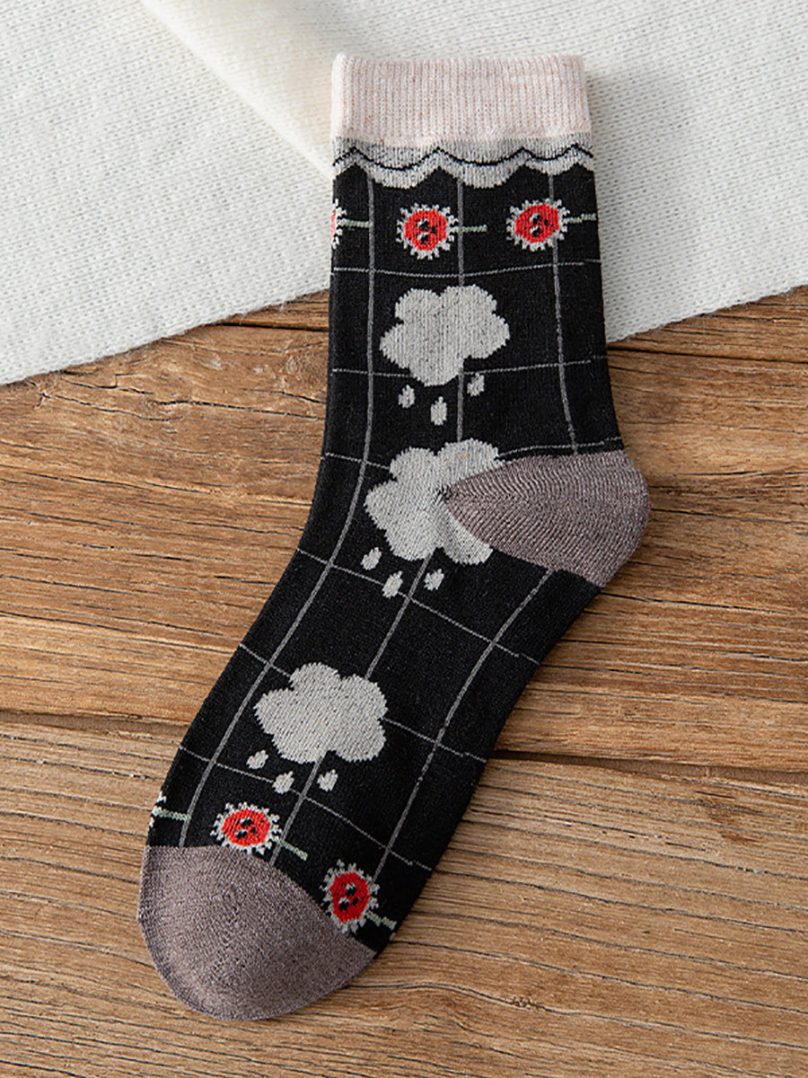4 paires de jolies chaussettes d'hiver en coton pour femmes