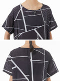 Women Summer Casual Geometric Spliced Plea Pocket Dress
