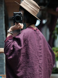 Women Summer Vintage Solid Spliced Worn Loose Linen Dress