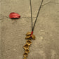 Collier long littéraire en coton et lin, feuilles de fleurs de prunier en bronze