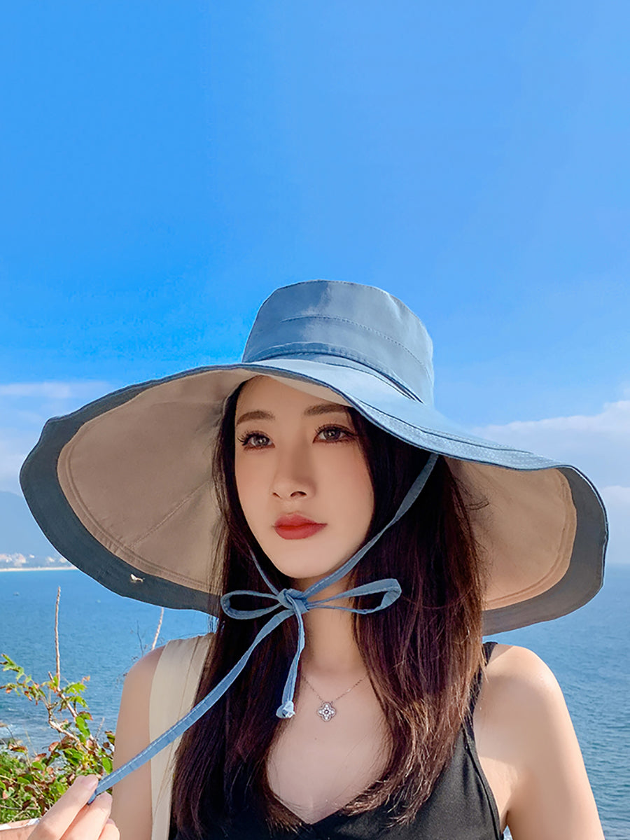 Chapeau anti-soleil de voyage décontracté avec cordon de serrage pour femmes