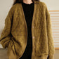 Plus Size Women Autumn Vintage Rhomboid V-Neck Coat