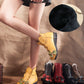 Women Winter Retro Leather Flower Spliced Ankle Boots