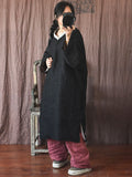 Women Winter Vintage Spliced Linen Loose Dress