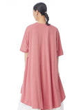 Women Casual Solid Drawstring Spliced Irregular Hem Shirt