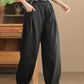 Women Casual Solid Loose Cotton Thicken Harem Pants
