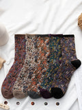 5 Pairs Winter Women Thick Retro Socks