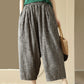 Women Summer Vintage Stripe Pocket Loose Linen Harem Pants