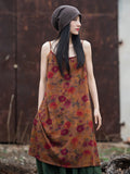 Women Summer Retro Floral Worn Loose Vest Dress