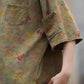 Women Summer Retro Floral Pocket Stitching Hemming Shirt