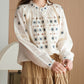 Women Vintage Embroidery Spring Cotton Shirt