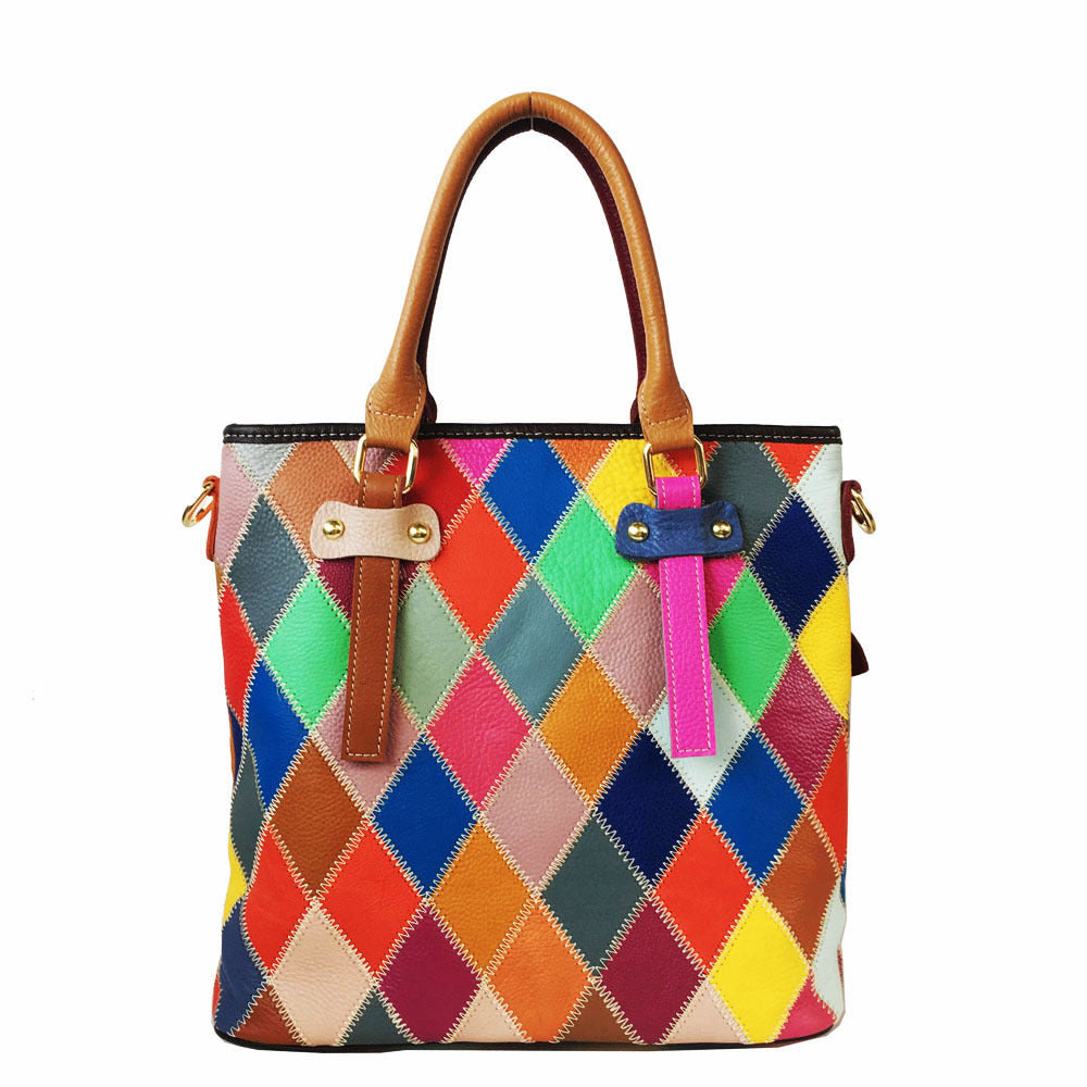 Vertical Square Color Fashion Leather Handbag