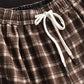 Pantalon sarouel décontracté à carreaux doublé de polaire pour femmes