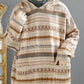 Women Winter Jacquard Knitted Cotton Hooded Sweater