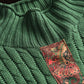 Women Retro Patch Spliced Knitted Turtleneck Sweater