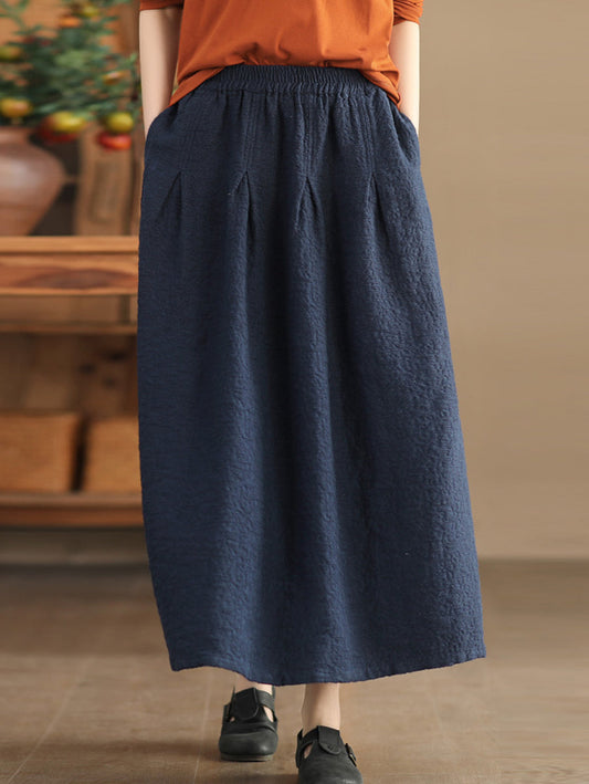 Women Spring Solid Artsy Commute Loose Skirt
