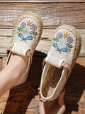Women Summer Ethnic Flower Embroidert Spliced Shoes
