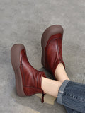 Women Fashion Solid Soft Leather Square Toe Boots