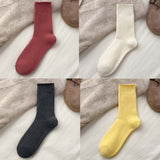 4 Pairs Women Solid Warm 100%Cotton Socks
