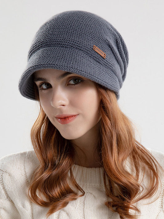 Chapeau tricoté décontracté à large bord pour femme, hiver