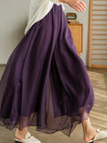 Women Summer Solid Dual-layer Wide-Leg Pants