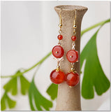 High-Quality Antique Earrings Red Agate Earrings